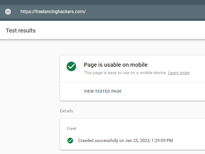 mobile responsiveness test on my site